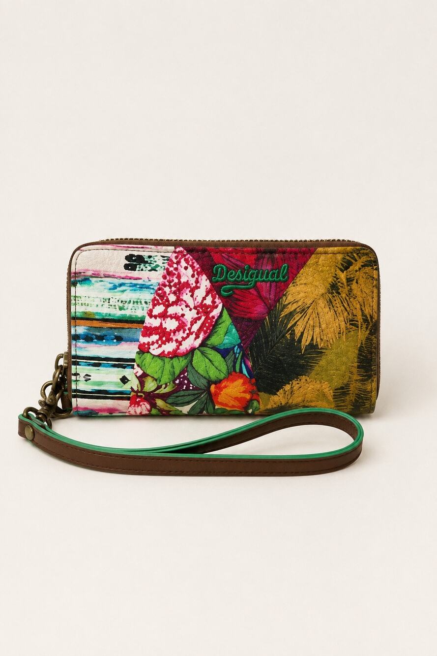 Desigual Zip Around Tropical Print Wristlet Wallet